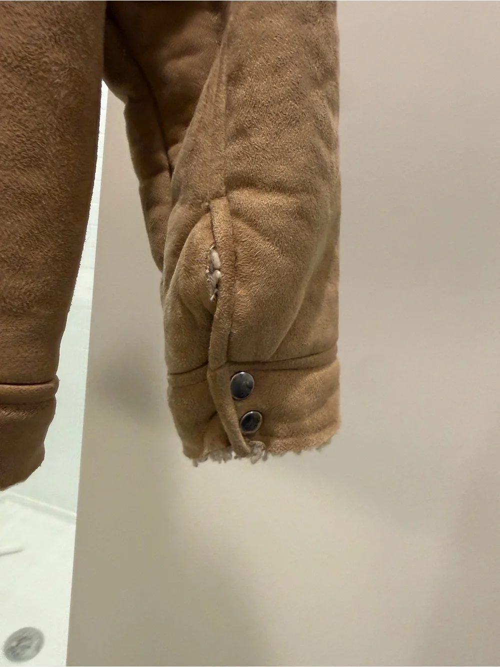 Zara Tan Faux-Suede Sherpa-Trim Kids Jacket
